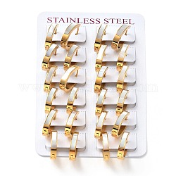 Aretes de aro gruesos rectangulares de concha natural, 304 joyería de acero inoxidable para mujer., dorado, 21.5x16.5x4mm, pin: 1 mm