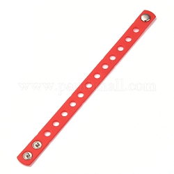 Unisex-Silikonkordel-Armbänder, mit plattiertem Platin Zubehör asu Eisen, rot, 8-3/8 Zoll (21.3 cm)
