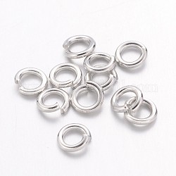 Messing Open Ringe springen, Cadmiumfrei und Nickel frei und Bleifrei, Platin Farbe, 4x0.8 mm, ca. 2.4 mm Innendurchmesser, ca. 220 Stk. / 10 g