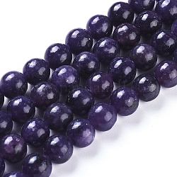 Lepidolita natural / hebras de perlas de piedra de mica púrpura, redondo, 8mm, agujero: 1.2 mm, aproximamente 47 pcs / cadena, 15.55 pulgada (39.5 cm)