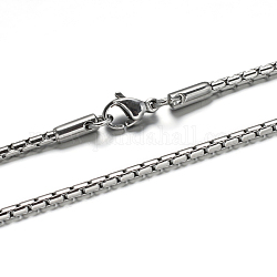 Collares de cadena de coreana de 304 acero inoxidable, con cierre de langosta, color acero inoxidable, 19.6 pulgada (50 cm), 2mm