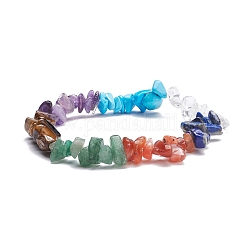 Bracelet extensible en perles de pierre mélangées naturelles et synthétiques, 7 bracelet chakra pour femme, diamètre intérieur: 1-7/8~2 pouce (4.8~5 cm)