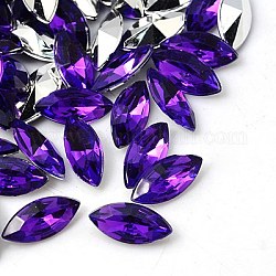 Imitation Taiwan Acrylic Rhinestone Cabochons, Pointed Back & Faceted, Horse Eye, Blue Violet, 32x18x6.5mm, about 200pcs/bag