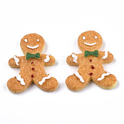 Cabochon decodificati in resina, per Natale, biscotti alimentari d'imitazione, uomo di pan di zenzero, sabbia marrone, 25x21x5mm