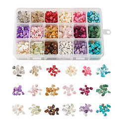 Cheriswelry 360g 18 couleurs coquille d'eau douce et ensembles de perles de pierre précieuse, couleur mixte, 5x5mm, Trou: 1mm
