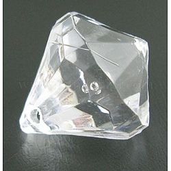 Colgantes de diamante facetado de acrílico transparente, Claro, 15x16mm, agujero: 1 mm, aproximamente 260 unidades / 500 g