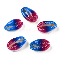 Perles de cauris imprimées, pas de trous / non percés, bleu royal, 18.5~22x13~14.5x6~7.5mm