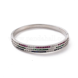 Bracelet articulé à trois maillons en zircone cubique colorée, bijoux en laiton pour femmes, platine, diamètre intérieur: 2-3/8 pouce (6 cm)