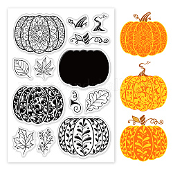 PH Pandahall Halloween Pumpkin Clear Silicone Stamps Pumpkin Leaf Autumn Transparent Stamps Plastic Postage Stamp Seal for Scrapbooking Card Photo Album Thanksgiving Halloween Decoration