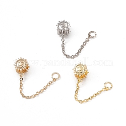 Rack Plating Brass European Beads, with Safety Chains, Large Hole Bead, Long-Lasting Plated, Sun, Mixed Color, 50mm, Sun: 12x9.5x8mm, Hole: 4.5mm