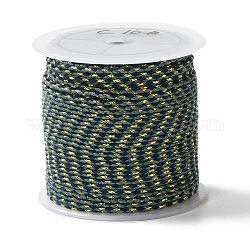 Cordón de polialgodón de 4 capa, cuerda de algodón macramé hecha a mano, con alambre de oro, para colgar en la pared de cuerda, diy artesanal hilo de tejer, verde oscuro, 1.5mm, alrededor de 21.8 yarda (20 m) / rollo