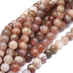 Chapelets de perles de sunstone naturelle naturelles, ronde, 8mm, Trou: 0.8mm, Environ 52 pcs/chapelet, 15.75 pouce (40 cm)