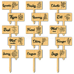 Etichette per piante in legno, per l'invasatura dei semi, erbe aromatiche, fiori, verdure, nome, parola, 70x50x3mm, 15 pc / set