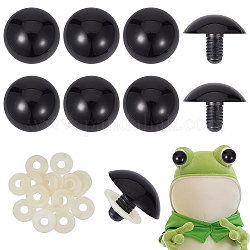 PandaHall Elite 20 Sets Plastic Craft Eyes for Doll Making, with Spacer, Half Round, Black, 40x30mm