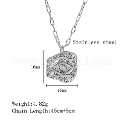 304 aus rostfreiem Stahl Halsketten, Auge, Edelstahl Farbe, 17.72 Zoll (45 cm)