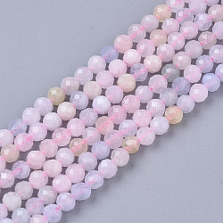 Fili di perline morganite naturale, sfaccettato, tondo, 3mm, Foro: 0.7 mm, circa 137pcs/filo, 15.55 pollice (39.5 cm)