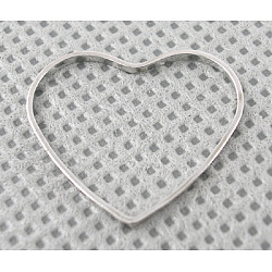 Anneaux connecteurs en laiton, accessoire de bijoux de la saint-valentin, cœur, plaqué en couleur platine, sans nickel, environ 21 mm de large, Longueur 18.5mm, épaisseur de 1mm