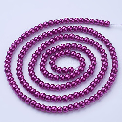 Abalorios de perla de vidrio, pearlized, redondo, camelia, 4~5mm, agujero: 1 mm, aproximamente 200 pcs / cadena, 30.71 pulgada (78 cm)