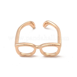 Offener Manschettenring aus Messing mit Brillengestell für Damen, Licht Gold, Innendurchmesser: 17 mm