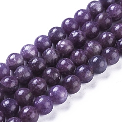 Fili di perle di pietra mica naturale di lepidolite / viola, tondo, 10mm, Foro: 1.2 mm, circa 38pcs/filo, 15.16 pollice (38.5 cm)