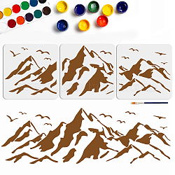 Mayjoydiy 3 pz stencil di montagna modello di uccello di montagna montagne paesaggio stencil riutilizzabile stile di giunzione 33×10.9 pollici con pennello fai da te arte della parete mobili decorazione su tela