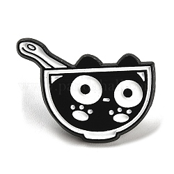 Cartoon Cat Enamel Pin, Alloy Brooch for Backpack Clothes, Black, 18x29x1.5mm