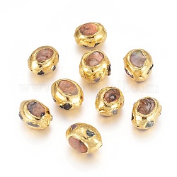 Natur kultivierten Süßwasser Perlen, mit Messing-Zubehör, Oval, golden, 21~23x16~19x15 mm, Bohrung: 1 mm