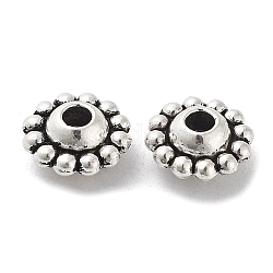 Perles en alliage de style tibétain, sans cadmium et sans plomb, fleur, argent antique, 9x4.5mm, Trou: 1.9mm, environ 1000 pcs/1000 g