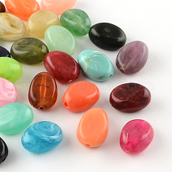 Perles acryliques ovales d'imitation pierre précieuse, couleur mixte, 18x13x9.5mm, Trou: 2mm
