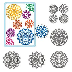 Mandala Carbon Steel Cutting Dies Stencils, for DIY Scrapbooking, Photo Album, Decorative Embossing Paper Card, Stainless Steel Color, Flower Pattern, 95~165x82~95x0.8mm, 3pcs/set