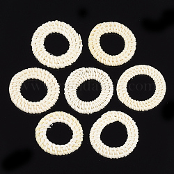 Reed caña hecha a mano / anillos de unión de ratán tejidos, Para hacer pendientes de paja y collares., blanqueador, anillo, crema, 45~50x4~6mm, diámetro interior: 25~30 mm