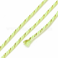 Cordon filigrane polycoton, corde tressée, avec bobine en plastique, pour accrocher au mur, artisanat, emballage cadeau, jaune vert, 1.5mm, environ 21.87 yards (20 m)/rouleau