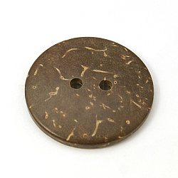 Coco Buttons, Flat Round, Coffee, about 25mm  in diameter, 2.5mm thick, hole: 2mm