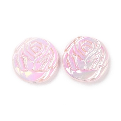 UV Plated Acrylic Beads, Iridescent, Flower, Pink, 23.5x23x5.5mm, Hole: 2mm