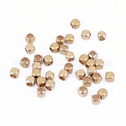 Perles séparateurs en laiton, sans nickel, sans plomb et sans cadmium, cube, brut (non plaqué), 2x2mm, Trou: 1.3mm