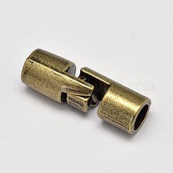 Zinc Alloy Hook and S-Hook Clasps, Column, Nickel Free, Antique Bronze, 27x8mm, Hole: 5mm