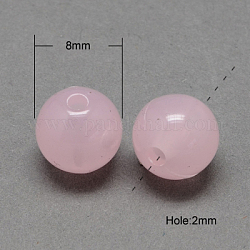 Perles acryliques en jade imitation, ronde, perle rose, 8mm, Trou: 2mm, environ 1666 pcs/500 g