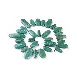Fili di perline amazonite naturale, ovale, 22~50x10~19x5~9mm, Foro: 1 mm, circa 29pcs/filo, 16.4 pollice (41.8 cm)