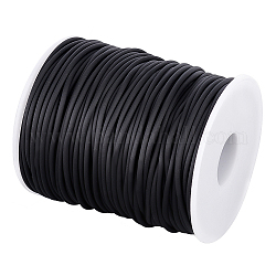 Nperline Cavo in gomma solida da 54.68 metro, Corda di plastica nera da 2 mm, corda di tubo di gomma cava, corda elastica rotonda, perline, per realizzare lavori fai da te
