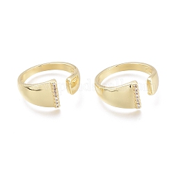 Latón micro pave anillos de brazalete de circonio cúbico, anillos abiertos, carta, real 18k chapado en oro, letter.i, tamaño de 7, diámetro interior: 17 mm, i: 9x1.5 mm