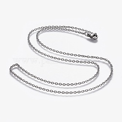 304 Stainless Steel Cable Chain Necklaces, with 304 Stainless Steel Beads and Clasps, Stainless Steel Color, 19.7 inch(50cm), 2mm