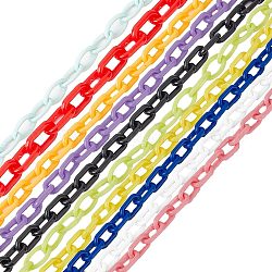 Sunnyclue 40 hilos 10 colores cadenas de cable de acrílico opaco, oval, color mezclado, 13x8x2mm, aproximadamente 164.04 pie (50 m) / hilo, 4 hebra / color