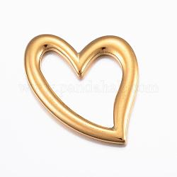 Anillos de enlace de 304 acero inoxidable, corazón, dorado, 39x31x3mm, interior: 29x22 mm
