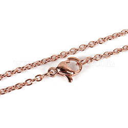 304 Stainless Steel Cable Chain Necklace Making, with Lobster Claw Clasps, Ion Plating(IP), Rose Gold, 17.7 inch(45cm), Clasps: 7x10mm