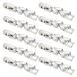 DICOSMETIC 10Pcs Watch Band Clasp Fold Over Extension Clasp Platinum Watch Extension Cubic Zirconia Watch Clasp Rhinestone Clasps for Watch Brass Watch Clasp for Bracelet Making Jewelry Extender