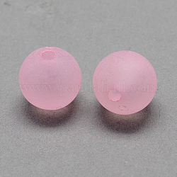 Transparenten Acryl-Kugel Perlen, bereift Stil, Runde, Perle rosa, 6 mm, Bohrung: 1 mm, ca. 4200 Stk. / 500 g