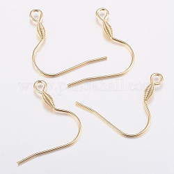 304 Stainless Steel Earring Hooks, with Horizontal Loop, Golden, 21x21x2.5mm, Hole: 2.5mm, 20 Gauge, Pin: 0.8mm