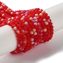 Fili di perline giada di vetro imitato, metà di colore ab placcato, sfaccettato, smerigliato, rondelle, rosso, 3x2mm, Foro: 0.7 mm, circa 155pcs/filo, 15.75'' (40 cm)