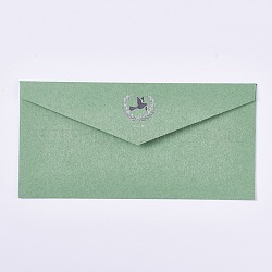 Винтажный ретро золотой фольги западный стиль бумажный конверт, голубь, темно-зеленый, 22x10.9 см