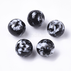 Abalorios de resina, imitación de piedras preciosas estilo, redondo, negro, 22mm, agujero: 2.5 mm